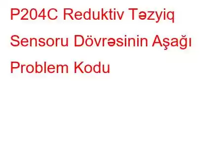 P204C Reduktiv Təzyiq Sensoru Dövrəsinin Aşağı Problem Kodu