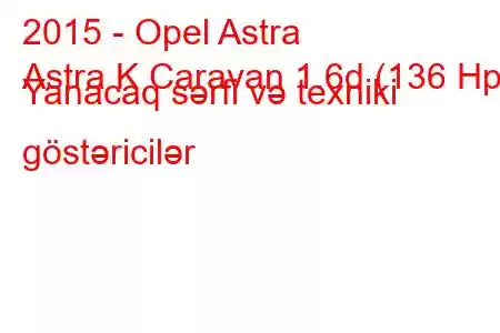 2015 - Opel Astra
Astra K Caravan 1.6d (136 Hp) Yanacaq sərfi və texniki göstəricilər