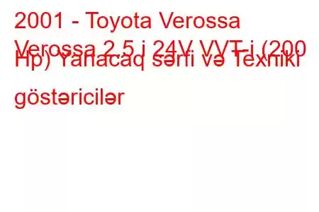 2001 - Toyota Verossa
Verossa 2.5 i 24V VVT-i (200 Hp) Yanacaq sərfi və Texniki göstəricilər