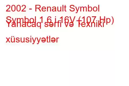 2002 - Renault Symbol
Symbol 1.6 i 16V (107 Hp) Yanacaq sərfi və Texniki xüsusiyyətlər