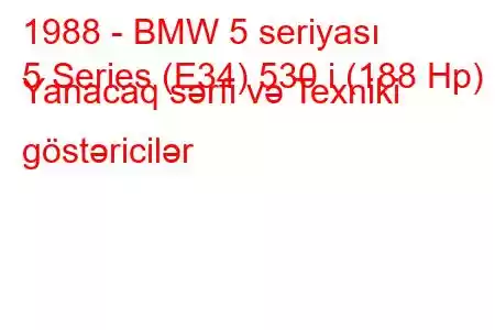 1988 - BMW 5 seriyası
5 Series (E34) 530 i (188 Hp) Yanacaq sərfi və Texniki göstəricilər