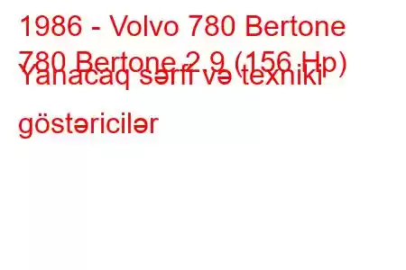 1986 - Volvo 780 Bertone
780 Bertone 2.9 (156 Hp) Yanacaq sərfi və texniki göstəricilər