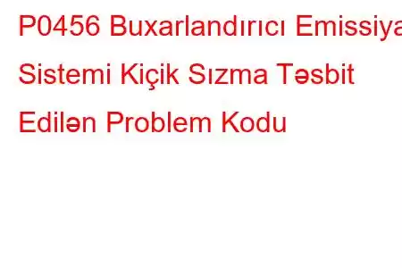 P0456 Buxarlandırıcı Emissiya Sistemi Kiçik Sızma Təsbit Edilən Problem Kodu