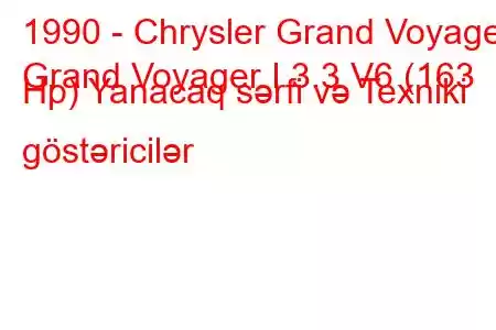 1990 - Chrysler Grand Voyager
Grand Voyager I 3.3 V6 (163 Hp) Yanacaq sərfi və Texniki göstəricilər