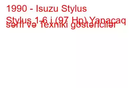 1990 - Isuzu Stylus
Stylus 1.6 i (97 Hp) Yanacaq sərfi və Texniki göstəricilər