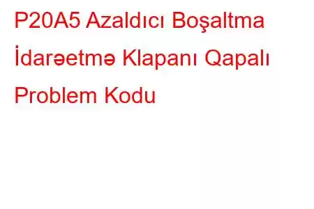 P20A5 Azaldıcı Boşaltma İdarəetmə Klapanı Qapalı Problem Kodu