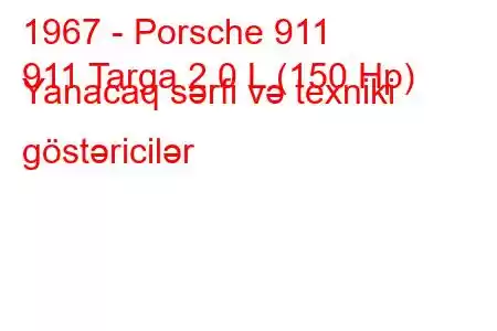 1967 - Porsche 911
911 Targa 2.0 L (150 Hp) Yanacaq sərfi və texniki göstəricilər