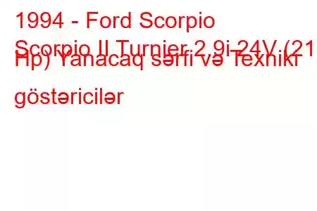 1994 - Ford Scorpio
Scorpio II Turnier 2.9i 24V (210 Hp) Yanacaq sərfi və Texniki göstəricilər