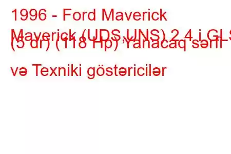 1996 - Ford Maverick
Maverick (UDS,UNS) 2.4 i GLS (5 dr) (118 Hp) Yanacaq sərfi və Texniki göstəricilər