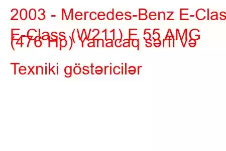 2003 - Mercedes-Benz E-Class
E-Class (W211) E 55 AMG (476 Hp) Yanacaq sərfi və Texniki göstəricilər