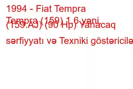 1994 - Fiat Tempra
Tempra (159) 1.6 yəni. (159.AJ) (90 Hp) Yanacaq sərfiyyatı və Texniki göstəricilər