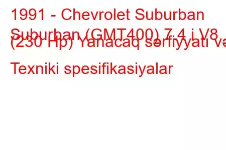 1991 - Chevrolet Suburban
Suburban (GMT400) 7.4 i V8 (230 Hp) Yanacaq sərfiyyatı və Texniki spesifikasiyalar