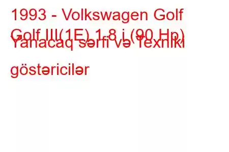 1993 - Volkswagen Golf
Golf III(1E) 1.8 i (90 Hp) Yanacaq sərfi və Texniki göstəricilər