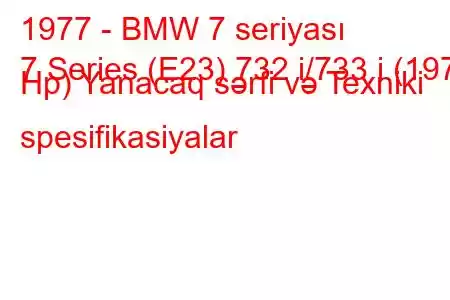 1977 - BMW 7 seriyası
7 Series (E23) 732 i/733 i (197 Hp) Yanacaq sərfi və Texniki spesifikasiyalar