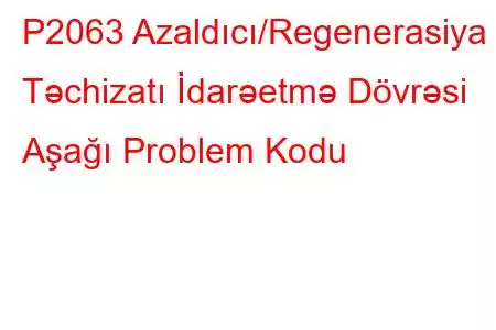 P2063 Azaldıcı/Regenerasiya Təchizatı İdarəetmə Dövrəsi Aşağı Problem Kodu