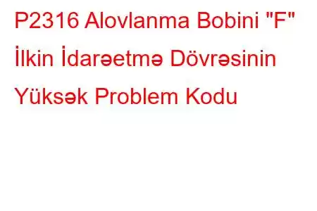 P2316 Alovlanma Bobini 