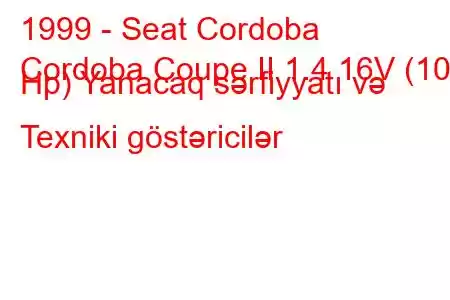 1999 - Seat Cordoba
Cordoba Coupe II 1.4 16V (100 Hp) Yanacaq sərfiyyatı və Texniki göstəricilər