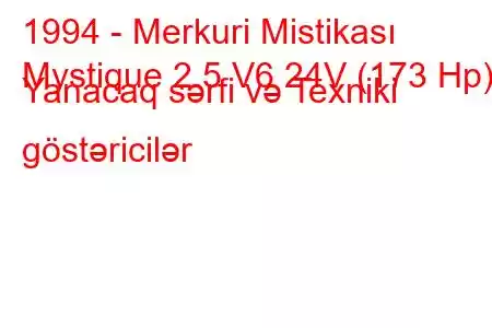 1994 - Merkuri Mistikası
Mystique 2.5 V6 24V (173 Hp) Yanacaq sərfi və Texniki göstəricilər