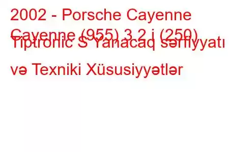 2002 - Porsche Cayenne
Cayenne (955) 3.2 i (250) Tiptronic S Yanacaq sərfiyyatı və Texniki Xüsusiyyətlər