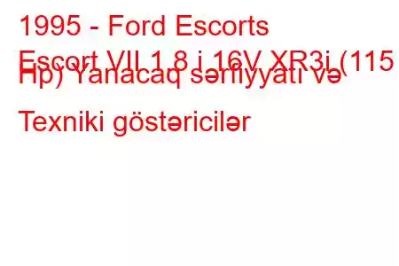 1995 - Ford Escorts
Escort VII 1.8 i 16V XR3i (115 Hp) Yanacaq sərfiyyatı və Texniki göstəricilər