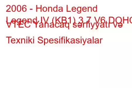 2006 - Honda Legend
Legend IV (KB1) 3.7 V6 DOHC VTEC Yanacaq sərfiyyatı və Texniki Spesifikasiyalar