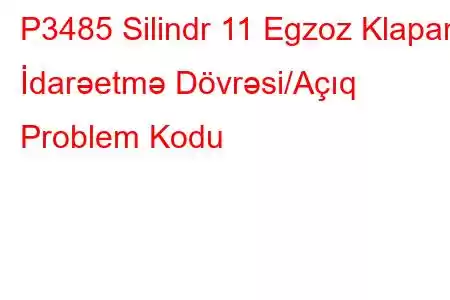 P3485 Silindr 11 Egzoz Klapanı İdarəetmə Dövrəsi/Açıq Problem Kodu