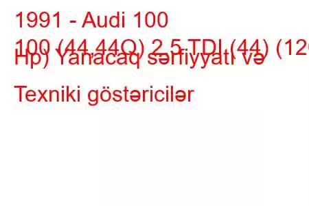 1991 - Audi 100
100 (44,44Q) 2.5 TDI (44) (120 Hp) Yanacaq sərfiyyatı və Texniki göstəricilər