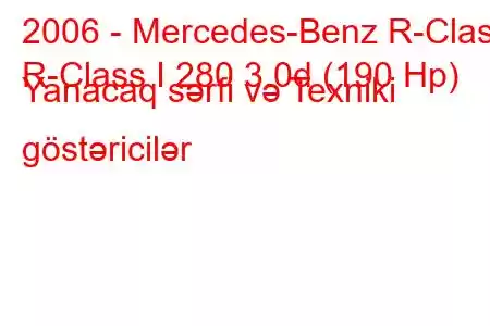 2006 - Mercedes-Benz R-Class
R-Class I 280 3.0d (190 Hp) Yanacaq sərfi və Texniki göstəricilər