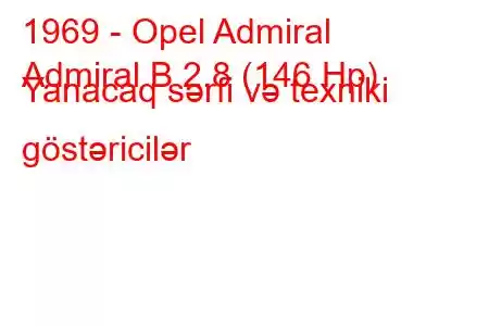 1969 - Opel Admiral
Admiral B 2.8 (146 Hp) Yanacaq sərfi və texniki göstəricilər