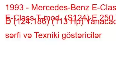 1993 - Mercedes-Benz E-Class
E-Class T-mod. (S124) E 250 T D (124.186) (113 Hp) Yanacaq sərfi və Texniki göstəricilər