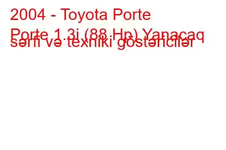 2004 - Toyota Porte
Porte 1.3i (88 Hp) Yanacaq sərfi və texniki göstəricilər