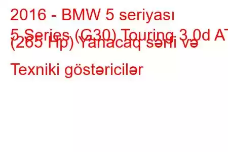 2016 - BMW 5 seriyası
5 Series (G30) Touring 3.0d AT (265 Hp) Yanacaq sərfi və Texniki göstəricilər