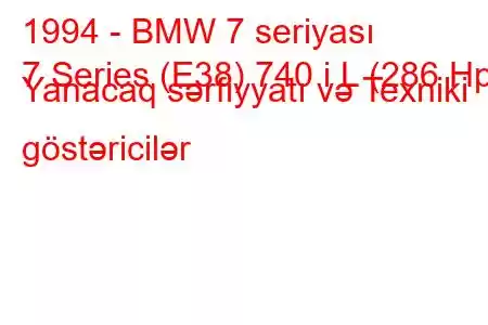 1994 - BMW 7 seriyası
7 Series (E38) 740 i L (286 Hp) Yanacaq sərfiyyatı və Texniki göstəricilər