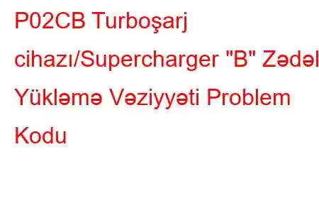 P02CB Turboşarj cihazı/Supercharger 