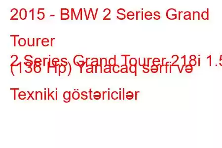 2015 - BMW 2 Series Grand Tourer
2 Series Grand Tourer 218i 1.5 (136 Hp) Yanacaq sərfi və Texniki göstəricilər