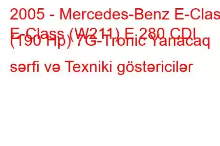 2005 - Mercedes-Benz E-Class
E-Class (W211) E 280 CDI (190 Hp) 7G-Tronic Yanacaq sərfi və Texniki göstəricilər