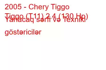 2005 - Chery Tiggo
Tiggo (T11) 2.4 (130 Hp) Yanacaq sərfi və Texniki göstəricilər