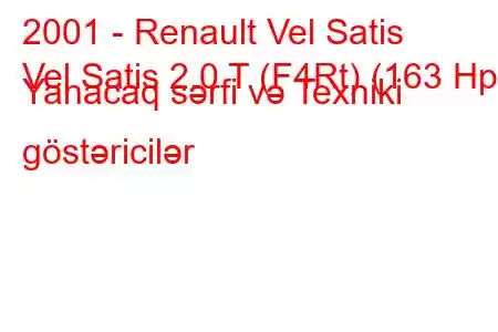 2001 - Renault Vel Satis
Vel Satis 2.0 T (F4Rt) (163 Hp) Yanacaq sərfi və Texniki göstəricilər