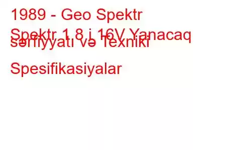 1989 - Geo Spektr
Spektr 1.8 i 16V Yanacaq sərfiyyatı və Texniki Spesifikasiyalar