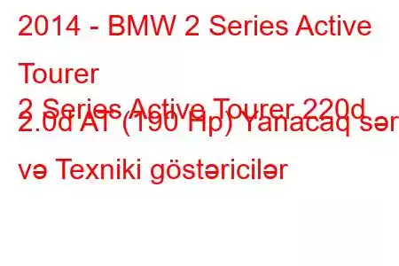 2014 - BMW 2 Series Active Tourer
2 Series Active Tourer 220d 2.0d AT (190 Hp) Yanacaq sərfi və Texniki göstəricilər