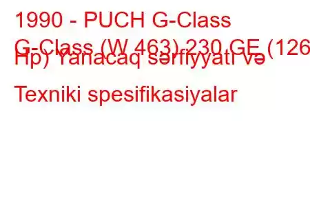 1990 - PUCH G-Class
G-Class (W 463) 230 GE (126 Hp) Yanacaq sərfiyyatı və Texniki spesifikasiyalar