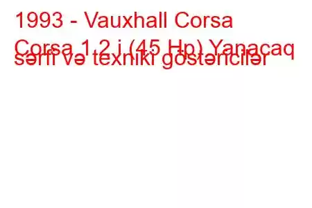 1993 - Vauxhall Corsa
Corsa 1.2 i (45 Hp) Yanacaq sərfi və texniki göstəricilər