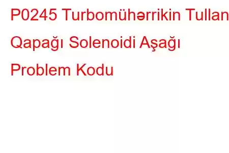 P0245 Turbomühərrikin Tullantı Qapağı Solenoidi Aşağı Problem Kodu