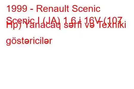 1999 - Renault Scenic
Scenic I (JA) 1.6 i 16V (107 Hp) Yanacaq sərfi və Texniki göstəricilər