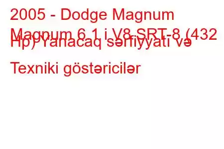 2005 - Dodge Magnum
Magnum 6.1 i V8 SRT-8 (432 Hp) Yanacaq sərfiyyatı və Texniki göstəricilər