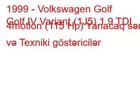 1999 - Volkswagen Golf
Golf IV Variant (1J5) 1.9 TDI 4motion (115 Hp) Yanacaq sərfi və Texniki göstəricilər