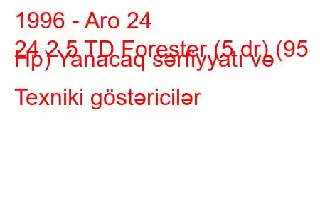 1996 - Aro 24
24 2.5 TD Forester (5 dr) (95 Hp) Yanacaq sərfiyyatı və Texniki göstəricilər