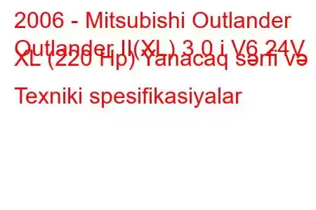 2006 - Mitsubishi Outlander
Outlander II(XL) 3.0 i V6 24V XL (220 Hp) Yanacaq sərfi və Texniki spesifikasiyalar