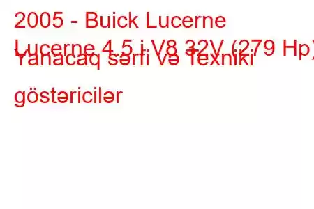 2005 - Buick Lucerne
Lucerne 4.5 i V8 32V (279 Hp) Yanacaq sərfi və Texniki göstəricilər