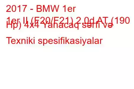 2017 - BMW 1er
1er II (F20/F21) 2.0d AT (190 Hp) 4x4 Yanacaq sərfi və Texniki spesifikasiyalar